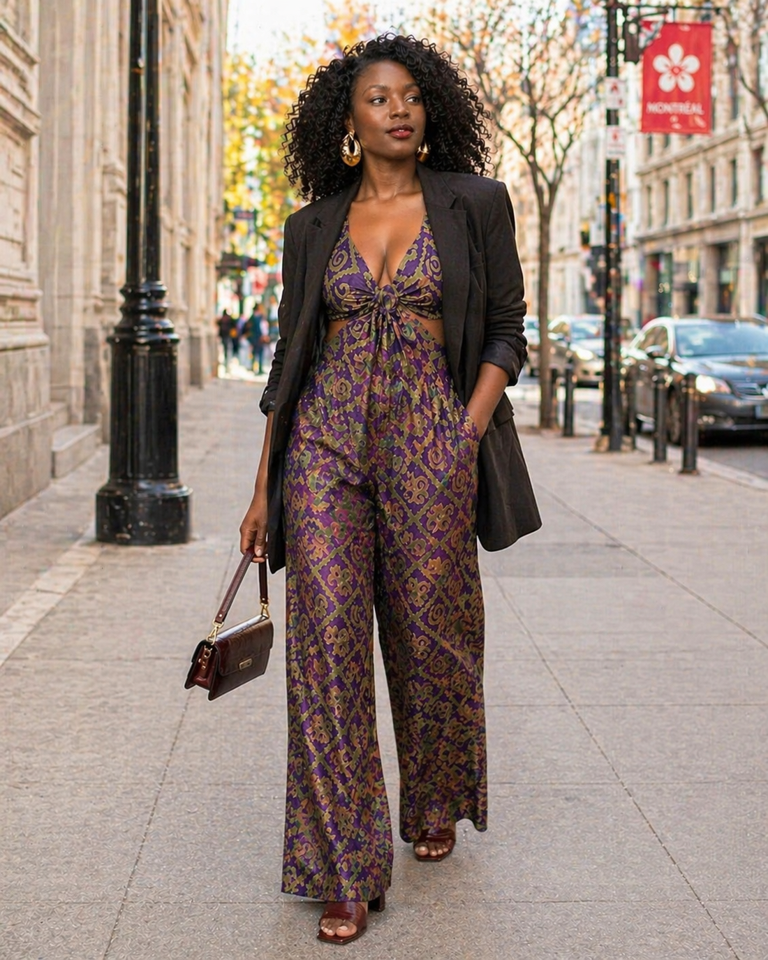 The Adire jumpsuit · four characters of the same silhouette