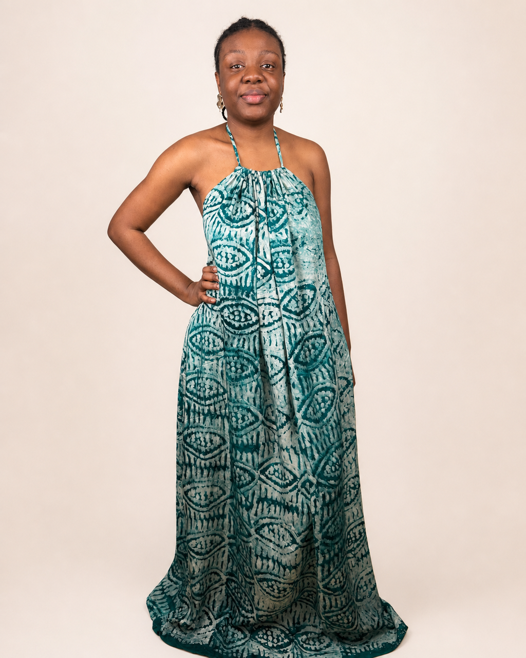 Alara — Adire Halter Maxi Dress