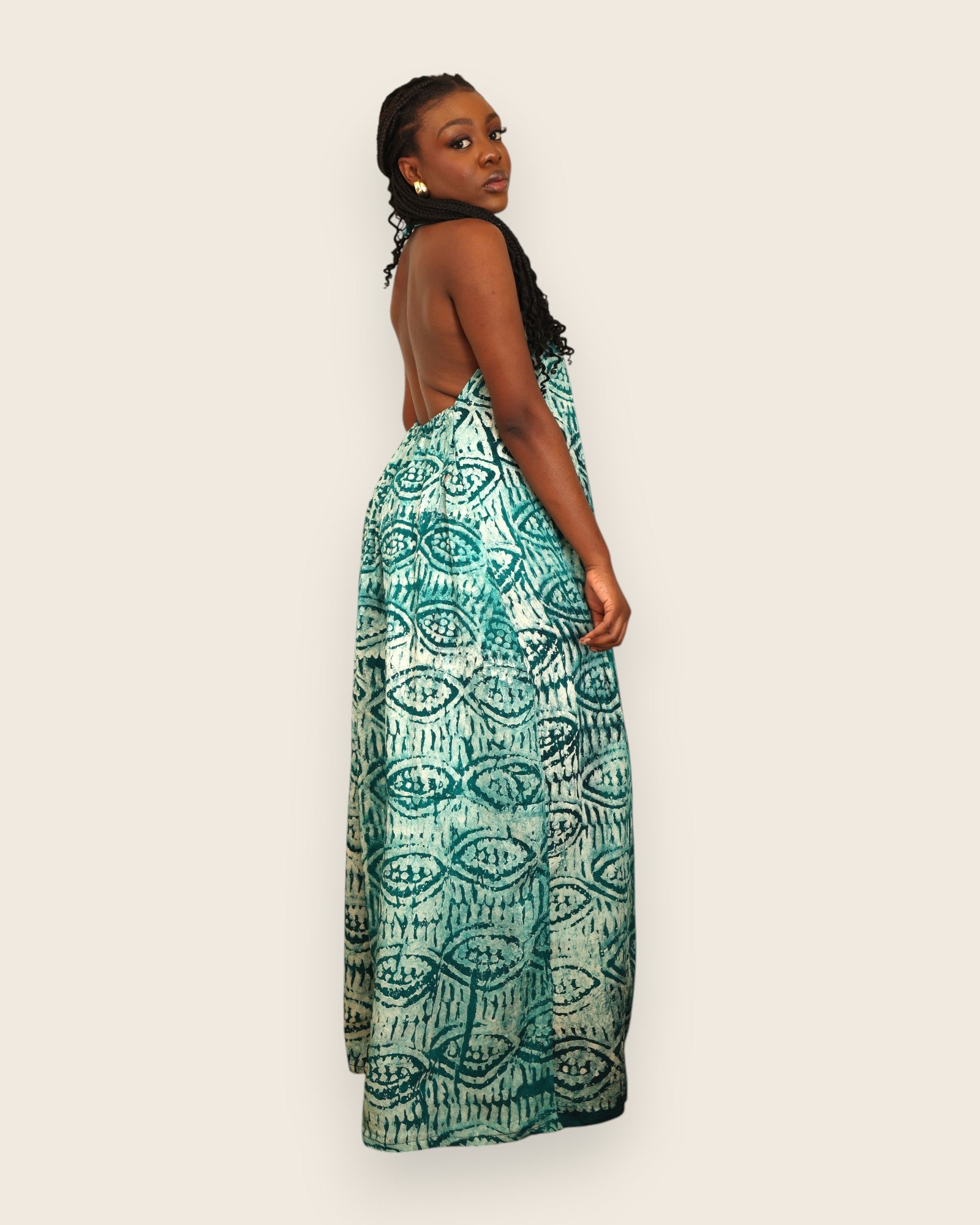Iyawo — Robe longue Adire à col montant