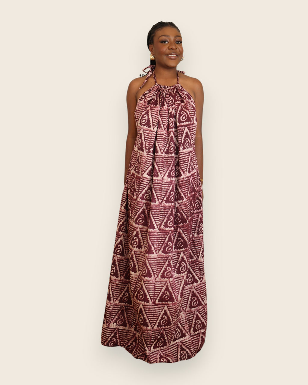 Iyawo — Robe longue Adire à col montant