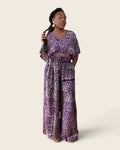Simi Amethyst Medallion — wide-leg trouser set in hand-dyed Adire, front view, L'atelier KaAy