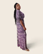 Simi Amethyst Medallion — wide-leg trouser set in hand-dyed Adire, side view, L'atelier KaAy