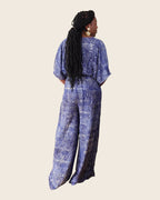 Simi Lapis Ripple — wide-leg trouser set in hand-dyed Adire, back view, L'atelier KaAy
