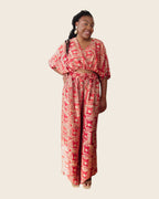 Simi Coral Fern — wide-leg trouser set in hand-dyed Adire, front view, L'atelier KaAy