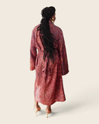 Adunni Cranberry Copper — maxi shirt dress in hand-dyed Adire, back view, L'atelier KaAy