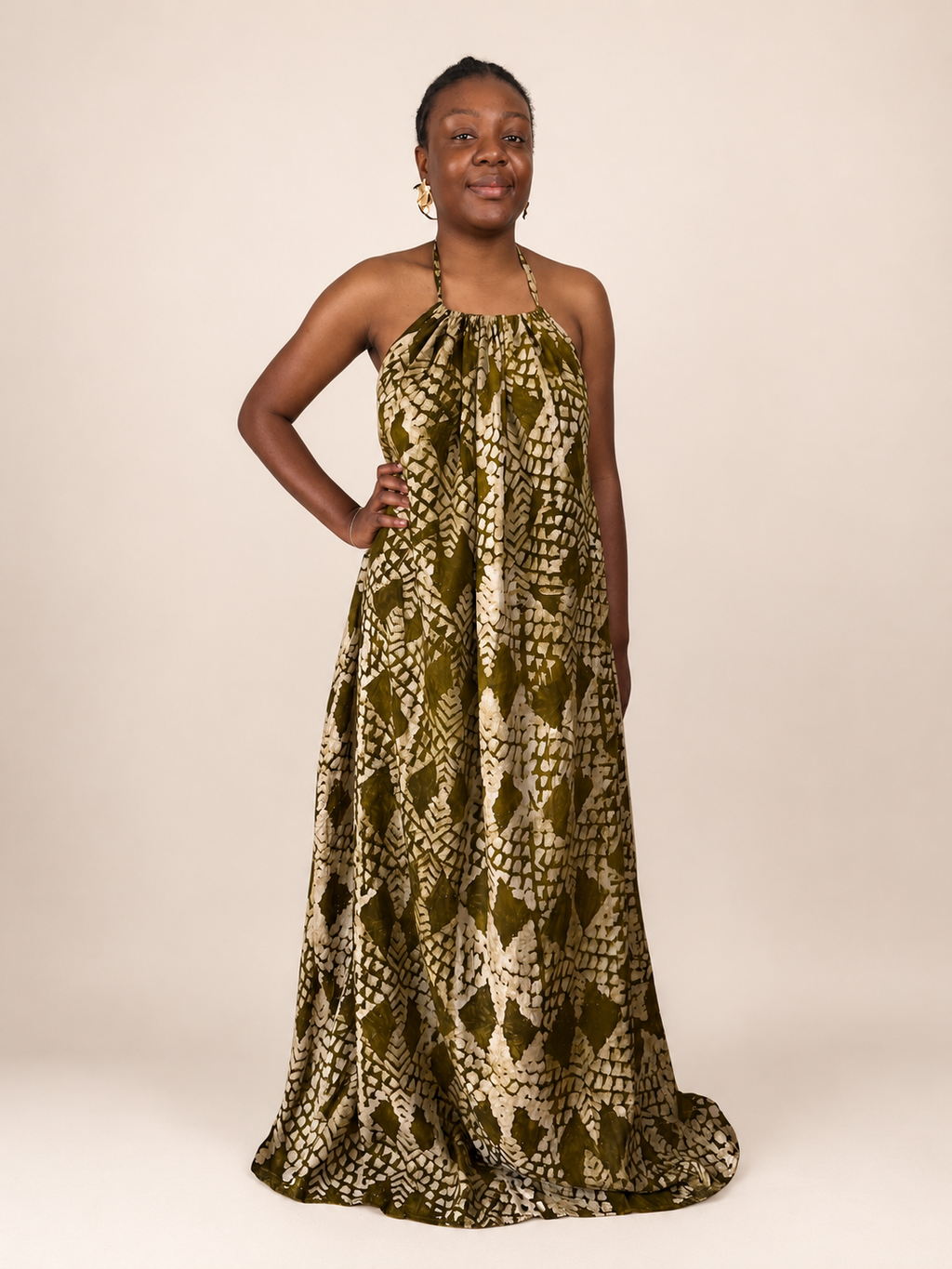 Alara — Adire Halter Maxi Dress