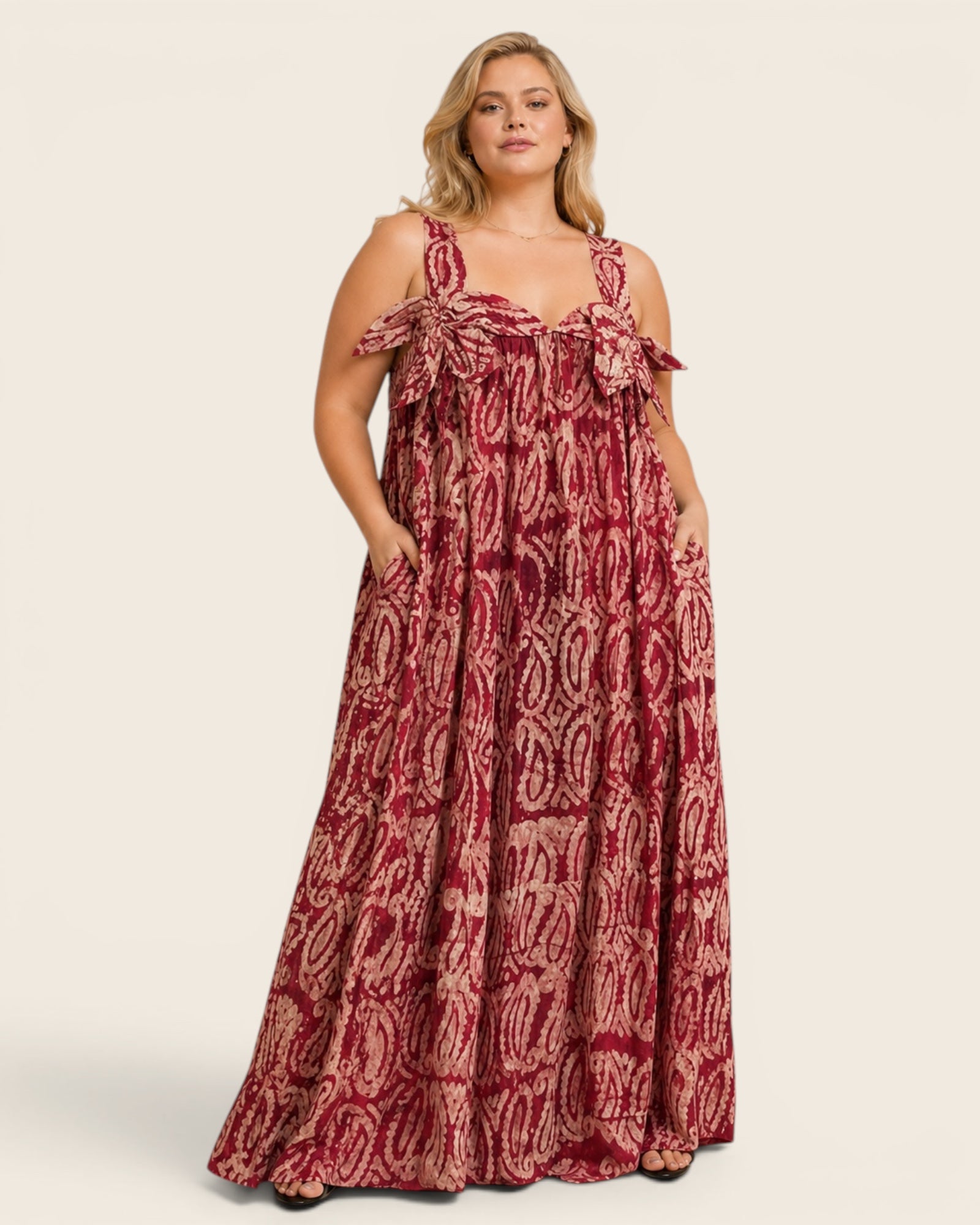 Zaria — Adire Maxi Dress with Bow
