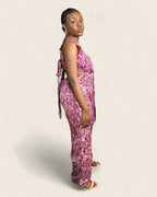 Ayoka African african jumpsuit — hand-dyed Adire, motion shot, L'atelier KaAy
