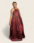 Alara African adire halter maxi dress — hand-dyed Adire, fabric detail, L'atelier KaAy