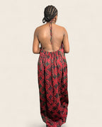Alara African adire halter maxi dress — hand-dyed Adire, editorial lookbook, L'atelier KaAy