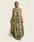 Alara Moringa — Forest Green — adire halter maxi dress in hand-dyed Adire, L'atelier KaAy