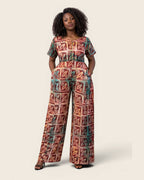 Amani African african jumpsuit — hand-dyed Adire, front view, L'atelier KaAy