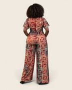 Amani African african jumpsuit — hand-dyed Adire, styling on model, L'atelier KaAy