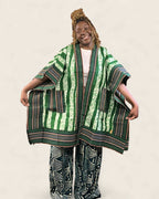 Amara African adire kimono robe — hand-dyed Adire, fabric detail, L'atelier KaAy