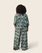 Tola African Adire kimono set — hand-dyed Adire, styling on model, L'atelier KaAy