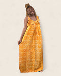 Zaria Saffron — Mustard — african maxi dress in hand-dyed Adire, L'atelier KaAy