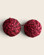 Cinnabar Red raffia bell earrings, hand-dyed and hand-woven, L'atelier KaAy